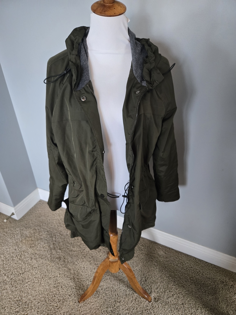 Olive Green Hooded Utility Parka